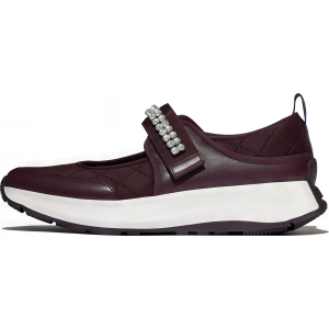 FITFLOP F-Mode Flow Crystal-Strap Quilted Mary Janes Plumberry Shoes (LT6-C88)