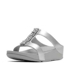 FITFLOP Women's Fino Pearls-And-Crystal H-Bar Slides (A2M)