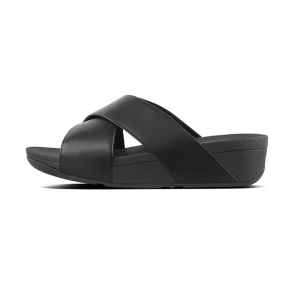FITFLOP Women's Lulu Black Cross Slide Sandals (K04-001)