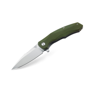 BESTECH KNIVES Warwolf 3.5in D2 Stonewash/Satin Blade Army Green G10 Folding Knife (BG04B)