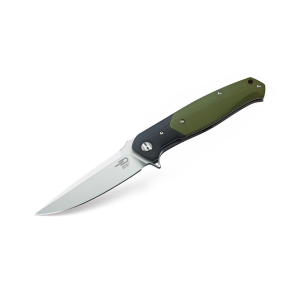 BESTECH KNIVES Swordfish 3.94in D2 Satin Blade Black/Green G10 Folding Knife (BG03A)