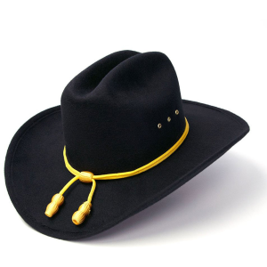 WESTERN EXPRESS Black Felt Finish Western Cattleman Hat with Cavalry Hat Band (BFF-38BLK)