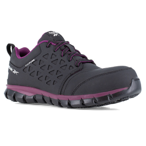 REEBOK Women's Sublite Cushion Composite Toe Black/Plum Athletic Work Shoes (RB492)