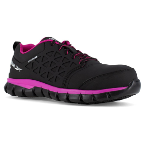 REEBOK Women's Sublite Cushion Composite Toe Black/Pink Athletic Work Shoes (RB491)