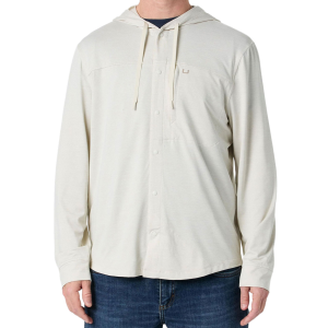 HUK Men's Watershed Hooded Silver Birch Heather LS Shirt (H1500255-195)