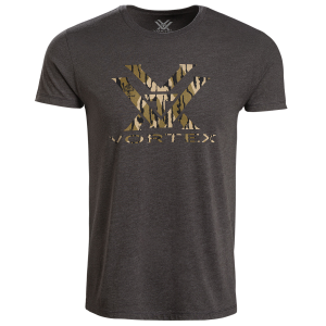 VORTEX Men's Mossy Oak Bottomland Camo Logo Charcoal Heather Short Sleeve T-Shirt (126-33-CHH)