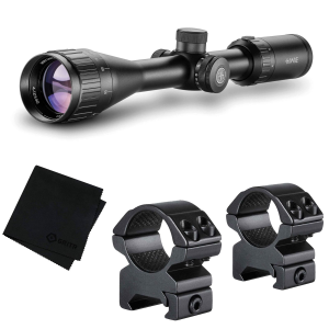 HAWKE Vantage IR 4-12x40 AO Rimfire .17HMR Reticle Riflescope with Match Mount 1in Medium Weaver Scope Rings and GRITR Microfibre (14241+22113+GRIT-MF)