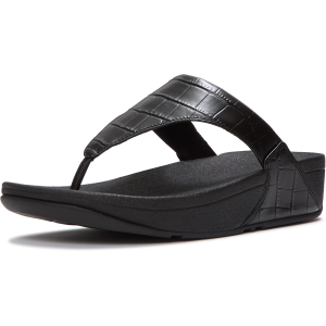Fitflop FITFLOP Women's Lulu Crocodile Toe-Post All Black Sandals (A9S-090) - $71.99 at gritroutdoors.com