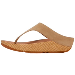 FITFLOP Lulu Lux Graphic-Weave Suede Toe-Post Cappuccino Sandals (A4S-923)