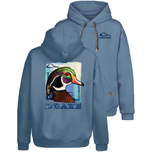 DRAKE Men's Watercolor Wood Duck Blue Shadow Hoodie (DS1655)