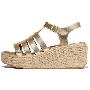 FITFLOP Women's Platfforms Espadrille Leather Fisherman Wedge Burnt Sandals (JF5)