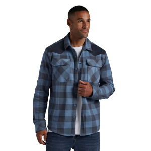 BORN PRIMITIVE Men's Rugged Woodsman Stretchy Flannel Shirt - Overcast