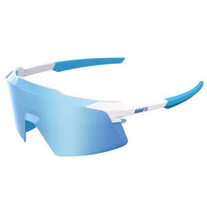 100% Aerocraft Matte White/HiPER Blue Mirror Lens Sunglasses (60032-00011)