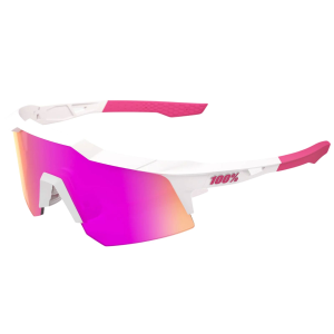 100% Speedcraft XS Matte White/Pink/HiPER Vital Pink Mirror Lens Sunglasses (60009-00019)