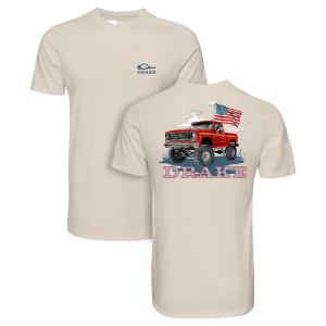 Drake DRAKE Americana Flag T SS Turtle Dove Shirt (DT0308-TDV) - $29.99 at gritroutdoors.com