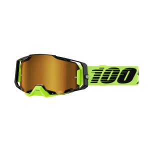 100% Armega Neon Yellow/Gold Mirror Lens Protective Sport Goggles (50005-00032)