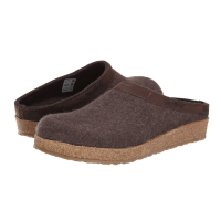 HAFLINGER Unisex GZL Leather Trimmed Arch Support Wool Clogs