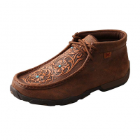 TWISTED X Womens Driving Brown/Tooled Flowers Moccasins (WDM0081)