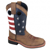 SMOKY MOUNTAIN BOOTS Kids Stars And Stripes Vintage Brown Western Boots (3880)