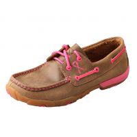 TWISTED X Womens Driving Bomber/Neon Pink Moccasins (WDM0018)