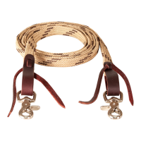 MUSTANG Flat Waxed Roping 5/8in x 8ft Tan/Brown Rein (8180-JC)