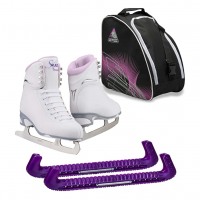 JACKSON ULTIMA Finesse Women Purple Figure Ice Skates Youth 3 Size (JS181) With Guardog Skate Guards and Jackson Skate Bag (JL350)