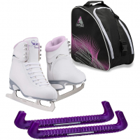 JACKSON ULTIMA Womens Finesse JS180 With Guardog Skate Guards / Jackson Skate Bag JL350 Purple Medium Figure Ice Skates