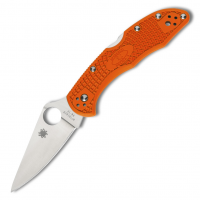 SPYDERCO Delica 4 Lightweight FRN Orange Flat Ground Folding Knife (C11FPOR)