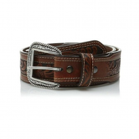 ARIAT ACCESSORIES Men's Embossed Inlay Tan Leather Belt  (A1015008)