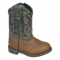 SMOKY MOUNTAIN BOOTS Kids Hopalong Brown Distress /Green Crackle Leather Cowboy Boots (3605T)
