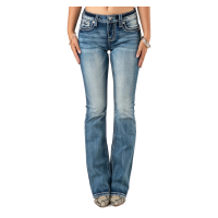 MISS ME Women's Arrow Horseshoe Lucky Bootcut Light Blue Jeans (M3853B)