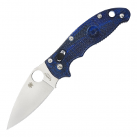 SPYDERCO Manix 2 Lightweight FRCP Blue Handle PlainEdge Folding Knife (C101PBL2)