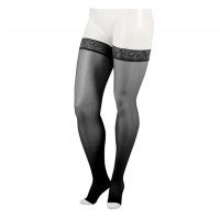 JUZO Sheer Compression 20-30 mmHg Open Toe Silicone Thigh High Stockings
