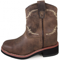 SMOKY MOUNTAIN BOOTS Kid's Logan Brown Wax Distress Leather Cowboy Boots (3923T)