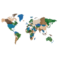 Woodary 3D Multicolor Wooden Wall World Map for Home & Office - Sizes & Levels