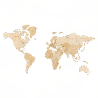 Woodary 3D Natural Wooden Wall World Map for Home & Office - Sizes & Levels