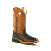 OLD WEST Youth Broad Square Toe Black Canyon/Tan Canyon Cowboy Boots (BSY1810)
