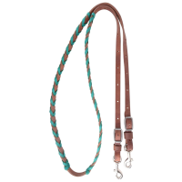 MARTIN SADDLERY Latigo Laced Barrel Rein 5/8in Thick Buckle And Keeper Snap Ends (BR58B)