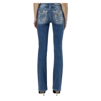 MISS ME Women's Floral Bloom Mid-Rise Light Blue Bootcut Jeans (M9254B)