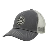 SIG SAUER Men's Mark Woven Gray Patch Trucker Hat (SG-HAT-MARKPATCH)