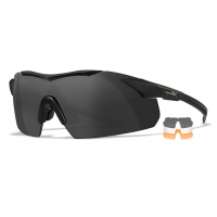 WILEY X EYEWEAR Vapor Comm Shooting Sunglasses with Matte Black Frame and Grey/Clear/Rust Lens (3552)