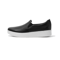 FITFLOP Women's Rally Black Leather Slip-On Skate Sneakers (FC7-001)