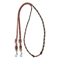 MARTIN SADDLERY Latigo Laced Barrel Rein 5/8in Thick Buckle And Keeper Snap Ends (BR58B)
