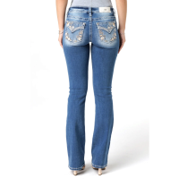 MISS ME Women's Featherington Floral Dark Blue Bootcut Jeans (M9295B)