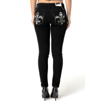 MISS ME Women's Fleur De Colby Aztec Print Medium Blue Mid-Rise Straight Jeans (M9376T)