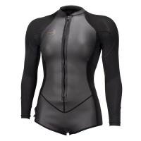 O'NEILL Women's Bahia 2/1mm Front Zip L/S Glide Black/Black/Black Surf Suit (5363-FQ9)