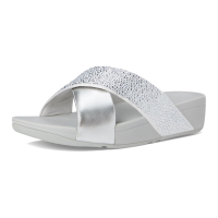 FITFLOP Womens Lulu Crystal-Mix Metallic Cross Slides Sandals (JL1)