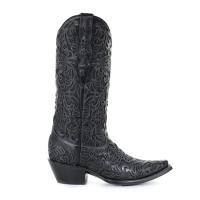 CORRAL Womens Black Full Inlay Snip Toe Boots (G1417-LD)