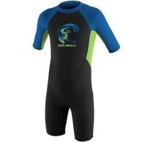 O'NEILL Toddler Reactor-2 2mm Back Zip Short Sleeve Black/Ocean/Slate Spring Wetsuit (4867-FL8)