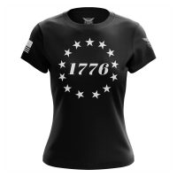 WE THE PEOPLE HOLSTERS Women's 1776 Betsy Ross Flag Black Short Sleeve Shirt (CREWF-K_0074-W-FL)